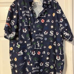 Chicago White Sox Shirt MLB Hawaiian SGA Sz Med Blue Floral Beggars Pizza